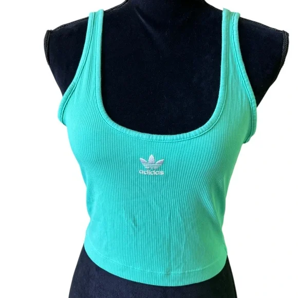Adidas Originals Adicolor Essentials Rib Tank Top Green Women Small - Picture 2 of 9